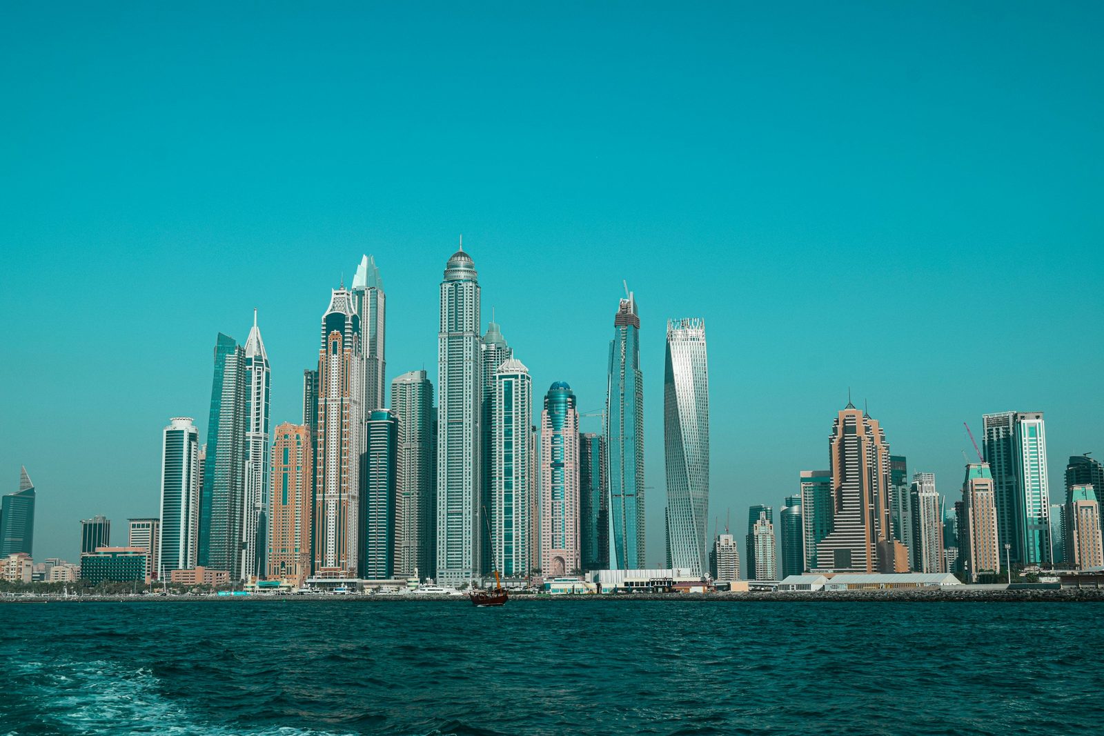 Dubai Marina skyline from the water