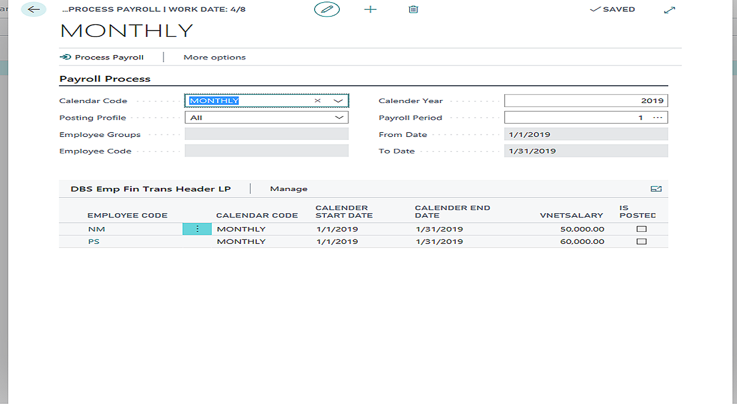 Monthly payroll processing